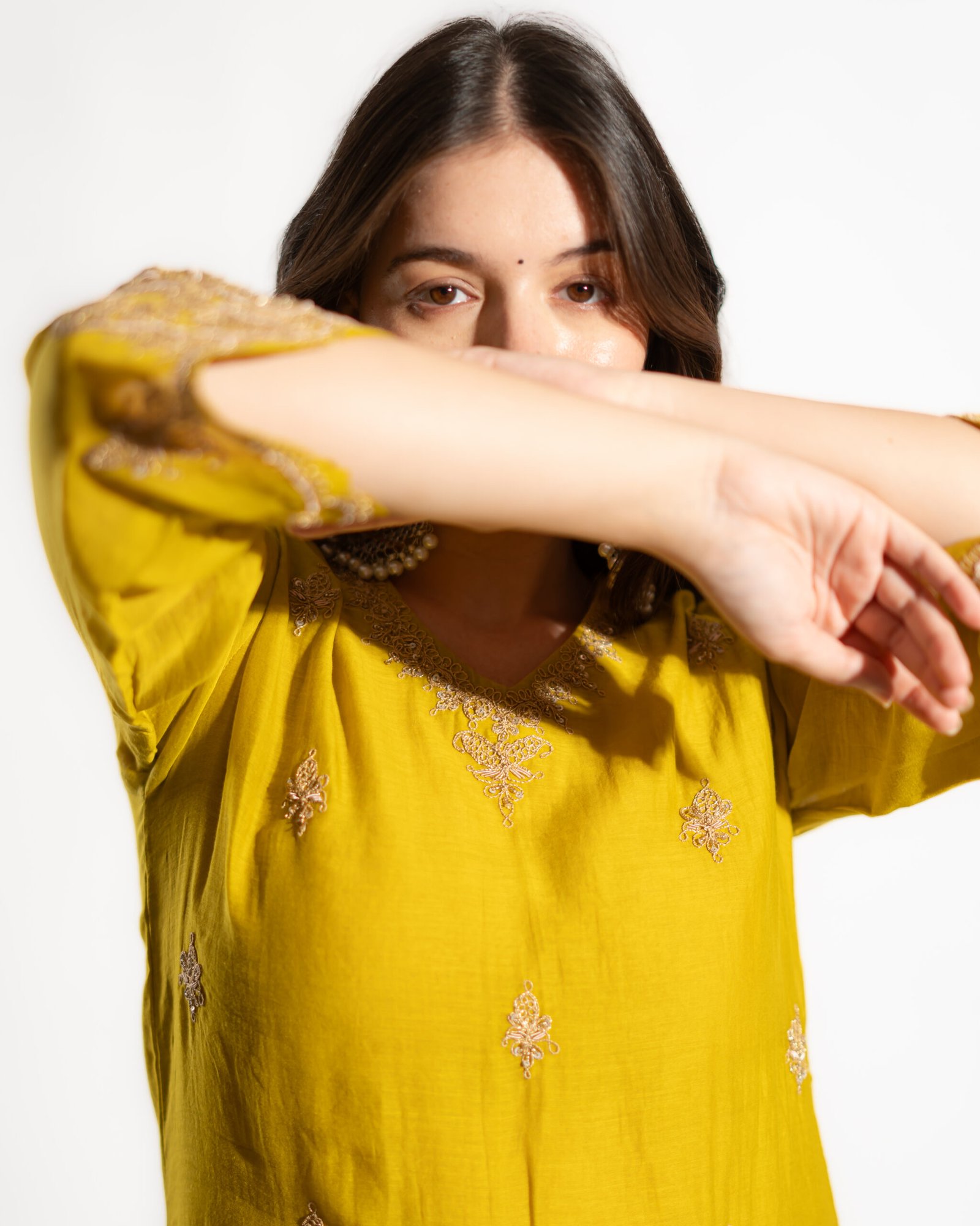 Mustard Yellow Embroidered Suit